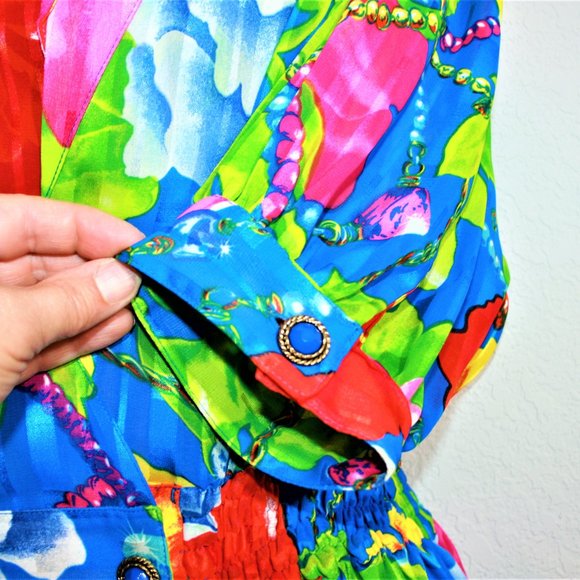 RARE! Vintage Kanga Collection by Dale Tryon 80s Floral Pleated 3 Piece Outfit - Picture 6 of 11